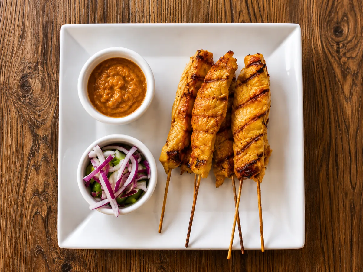 Chicken Satay skewers with peanut sauce